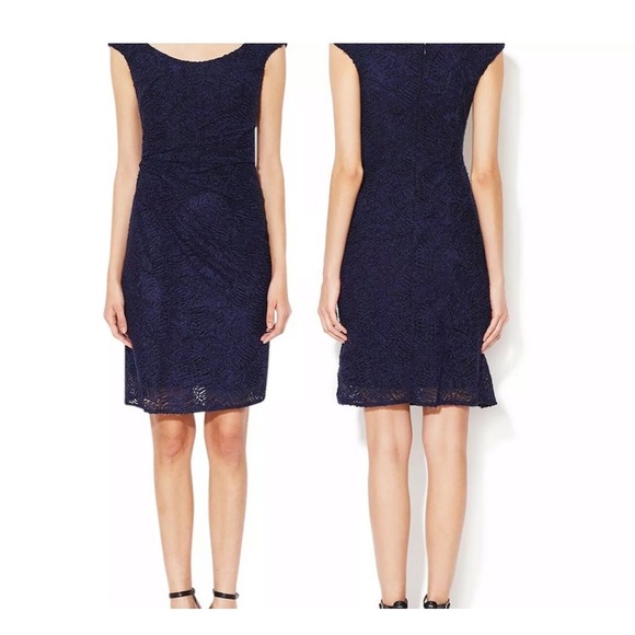 Escada Silk Textured Embroidered Runched Dress - Picture 2 of 8